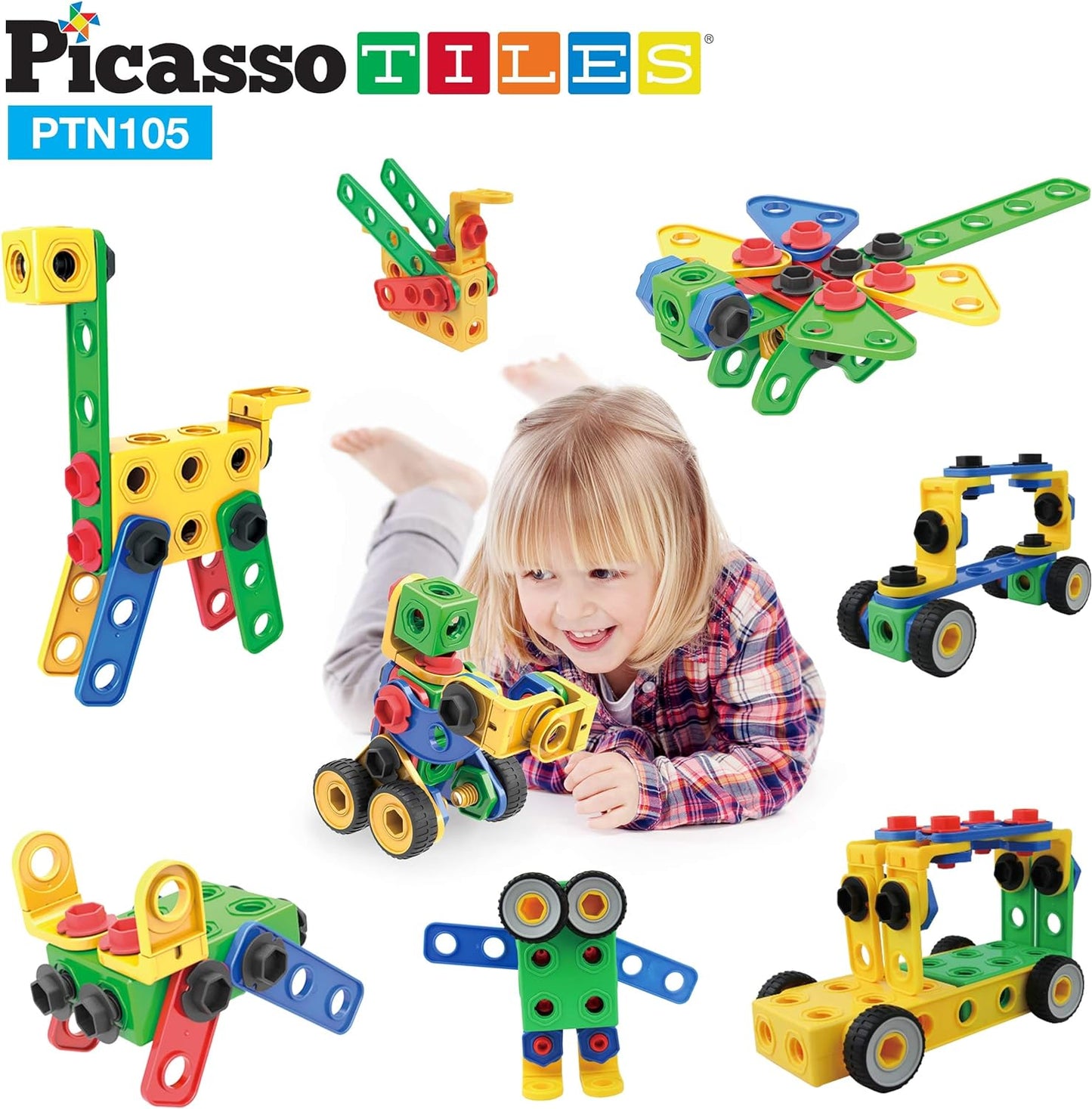 Picasso Toys - 105 Piece Building Block Construction Engineering Kit