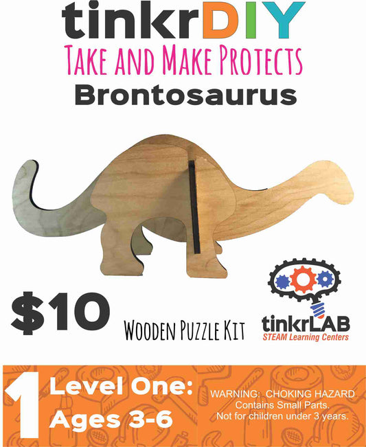 tinkrDIY: Brontosaurus Wooden Puzzle - tinkrLAB