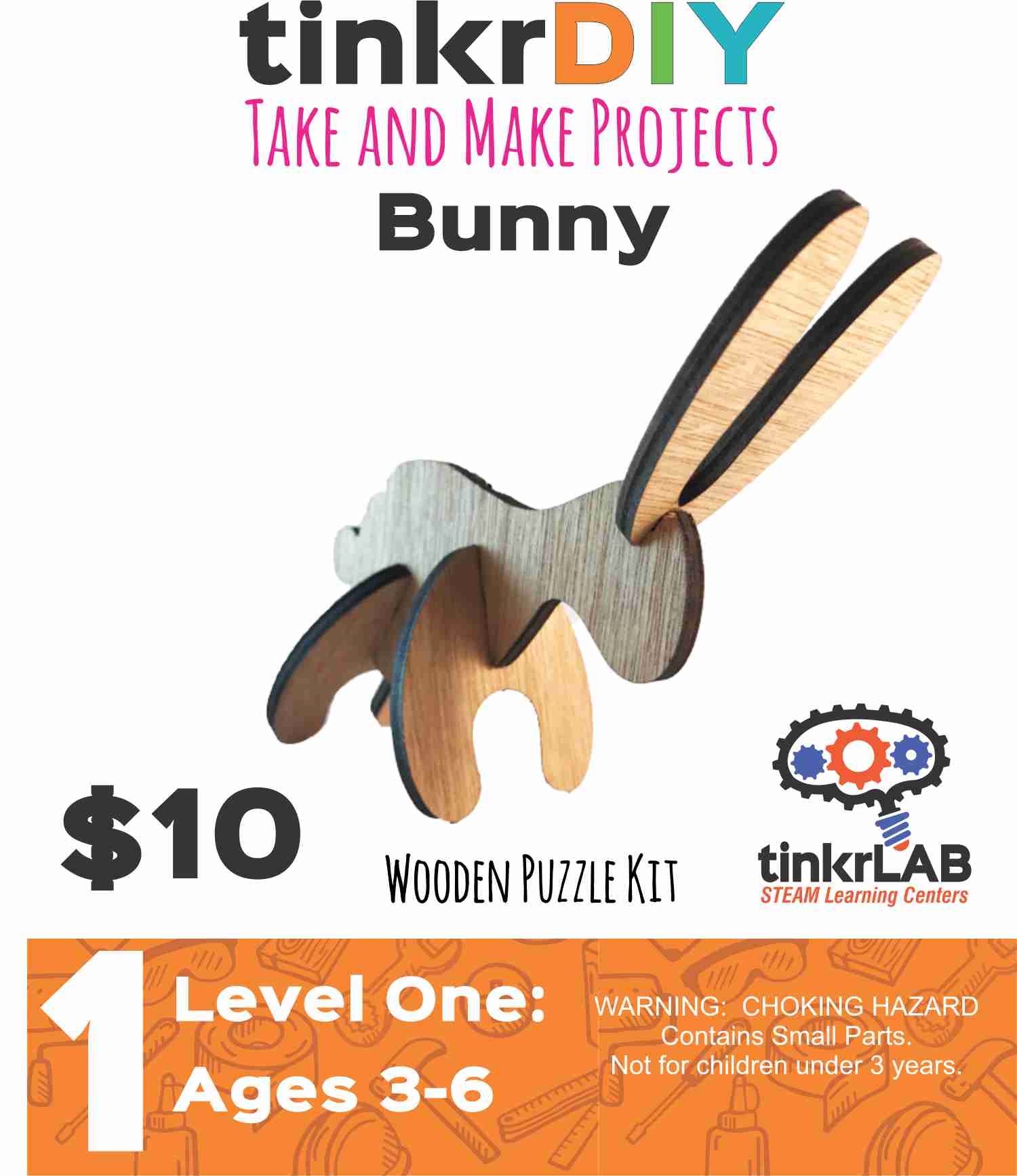 tinkrDIY: Bunny Rabbit Wooden Puzzle - tinkrLAB