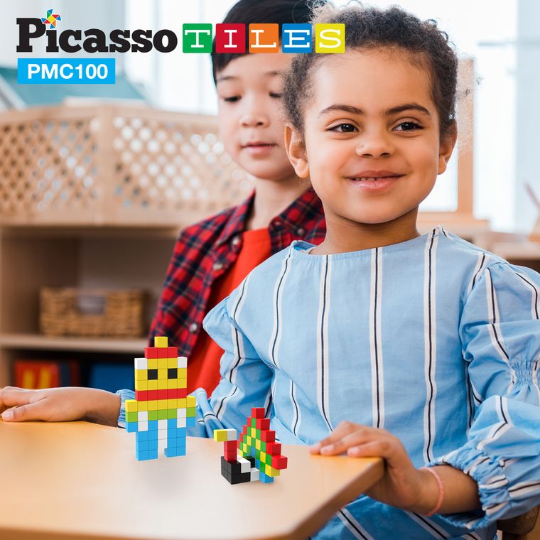 PicassoTiles Pixel Mini Magnetic Cube Puzzle 100pcs PMC100 - tinkrLAB