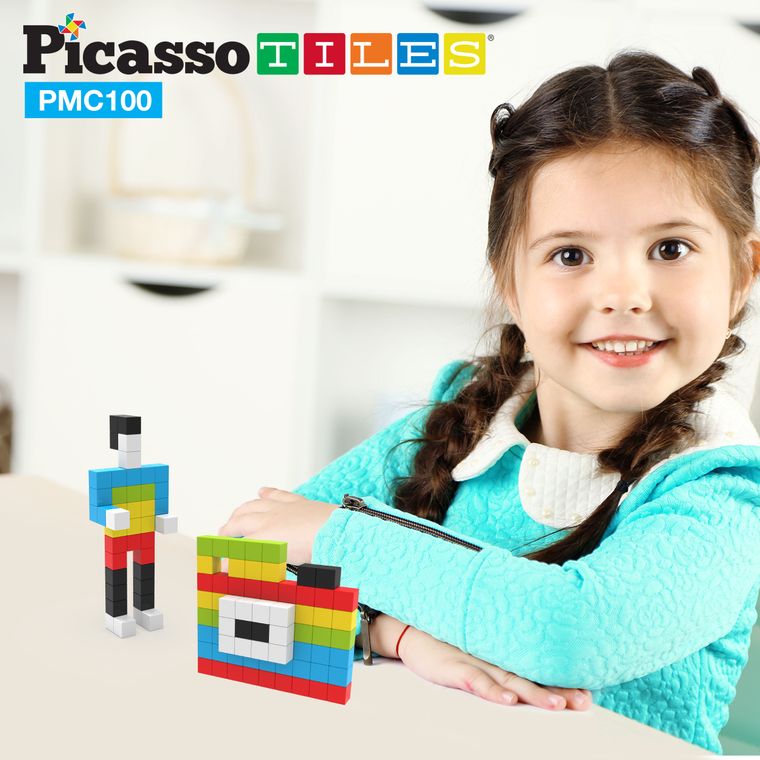 PicassoTiles Pixel Mini Magnetic Cube Puzzle 100pcs PMC100 - tinkrLAB