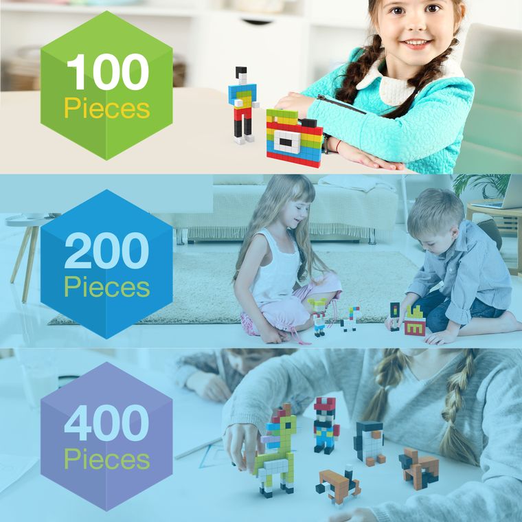 PicassoTiles Pixel Mini Magnetic Cube Puzzle 100pcs PMC100 - tinkrLAB
