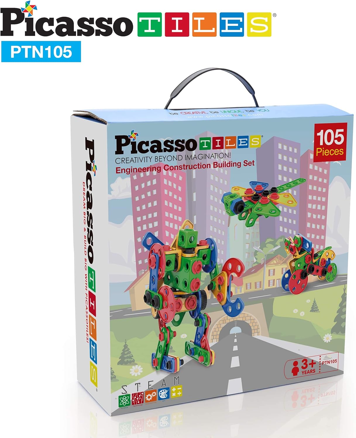 Picasso Toys - 105 Piece Building Block Construction Engineering Kit