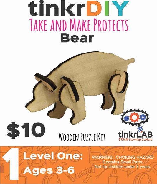 tinkrDIY: Bear Wooden Puzzle - tinkrLAB