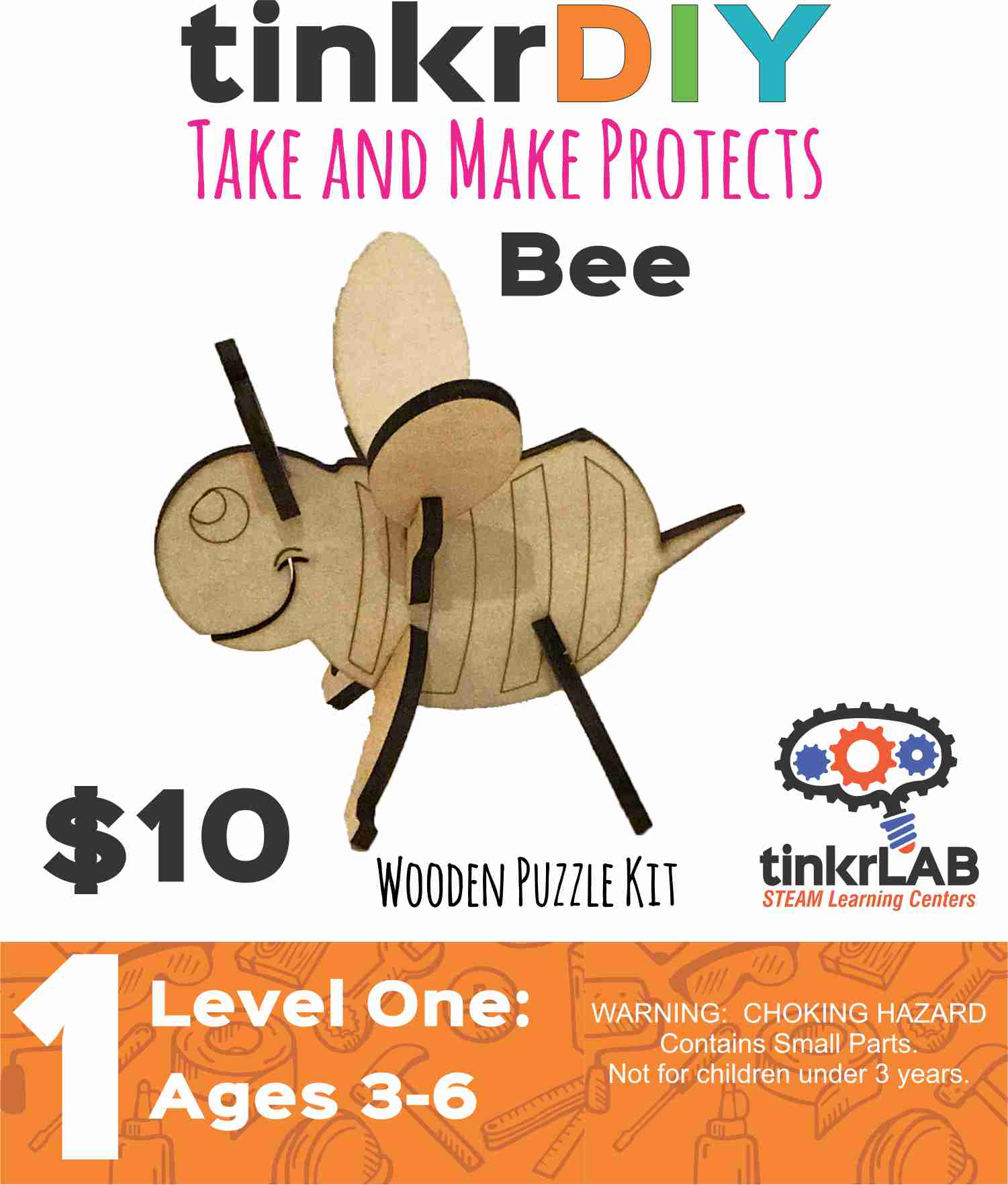 tinkrDIY: Wood Puzzle - Bee - tinkrLAB
