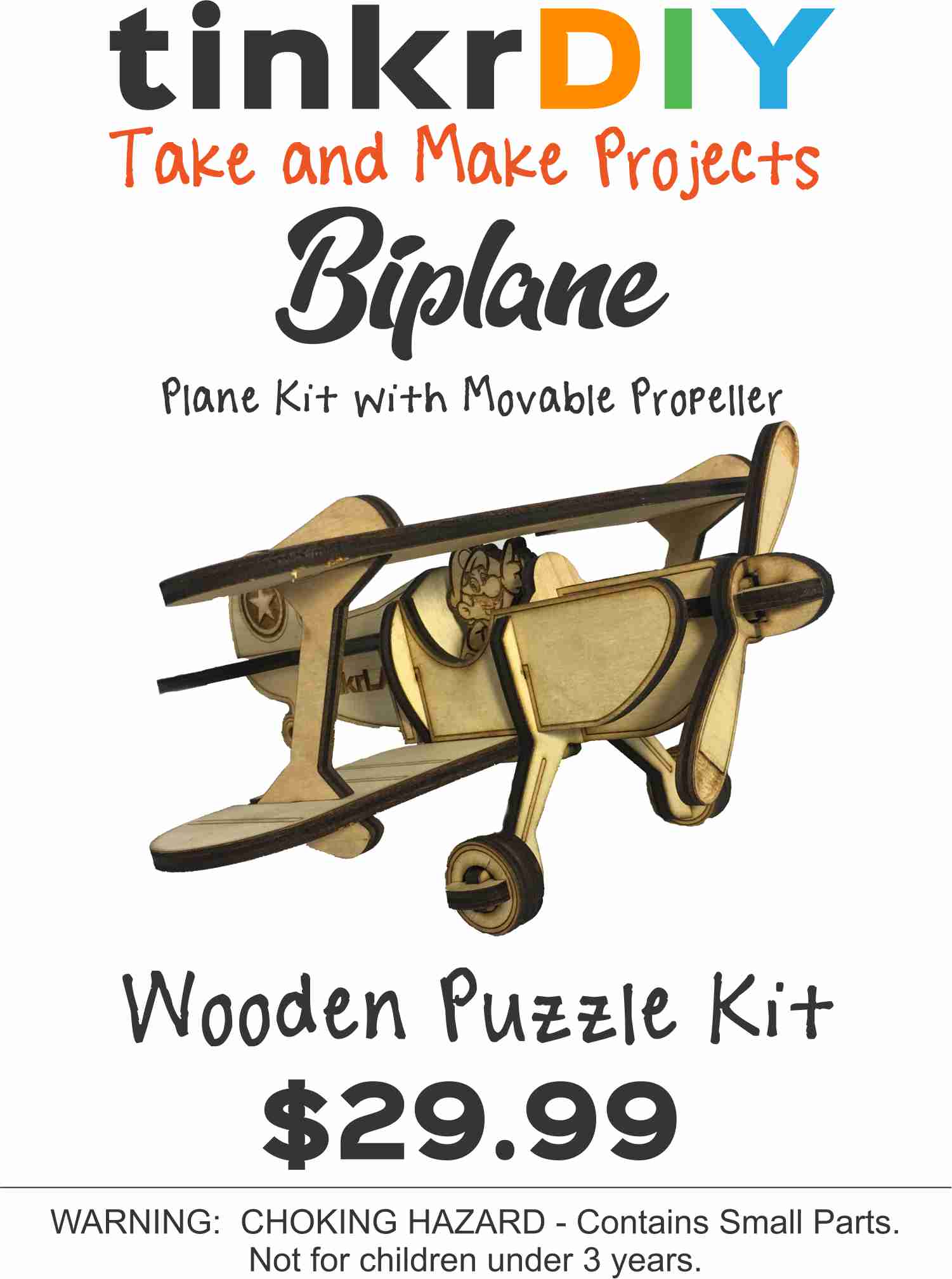 tinkrDIY: Bi Plane Wood Puzzle - tinkrLAB
