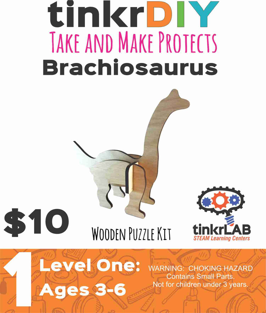 tinkrDIY: Brachiosaurus Wooden Puzzle - tinkrLAB