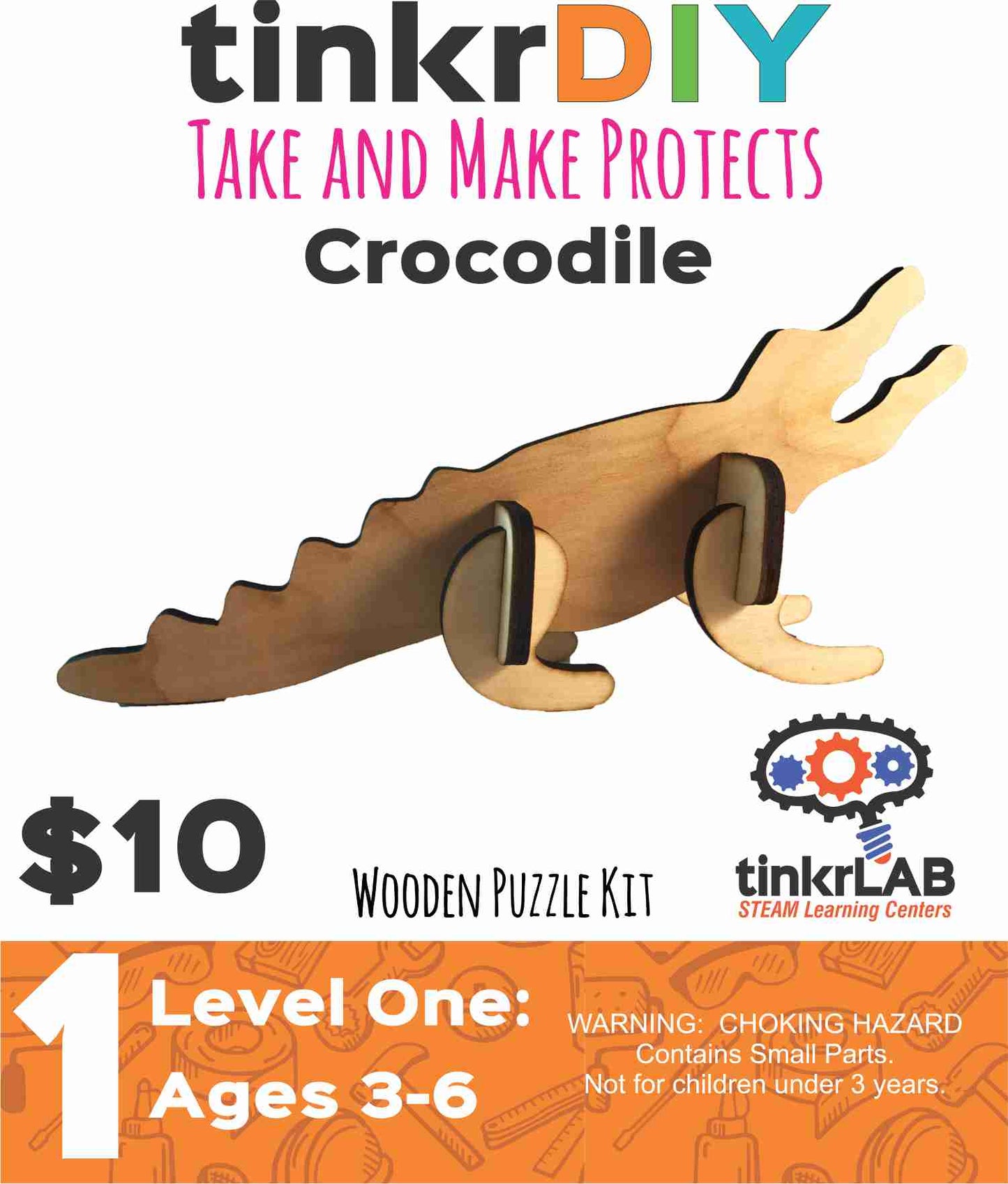 tinkrDIY: Crocodile Wooden Puzzle - tinkrLAB