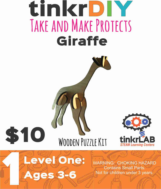 tinkrDIY: Giraffe Wooden Puzzle - tinkrLAB
