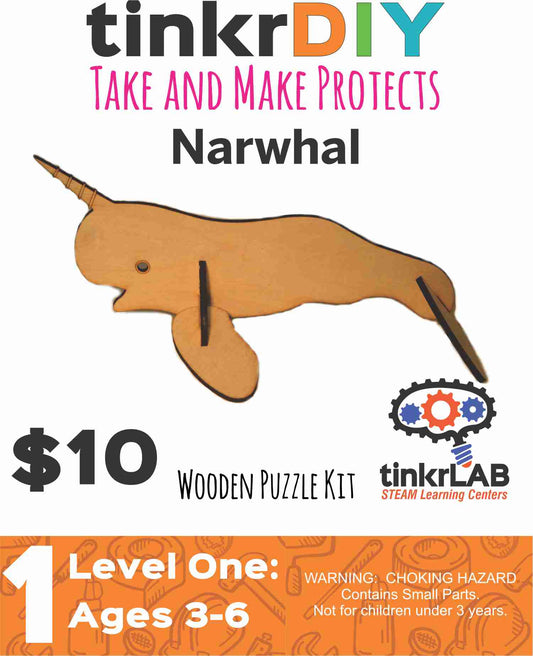 tinkrDIY: Narwhal Wood Puzzle - tinkrLAB