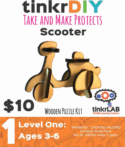 tinkrDIY: Scooter Wooden Puzzle - tinkrLAB