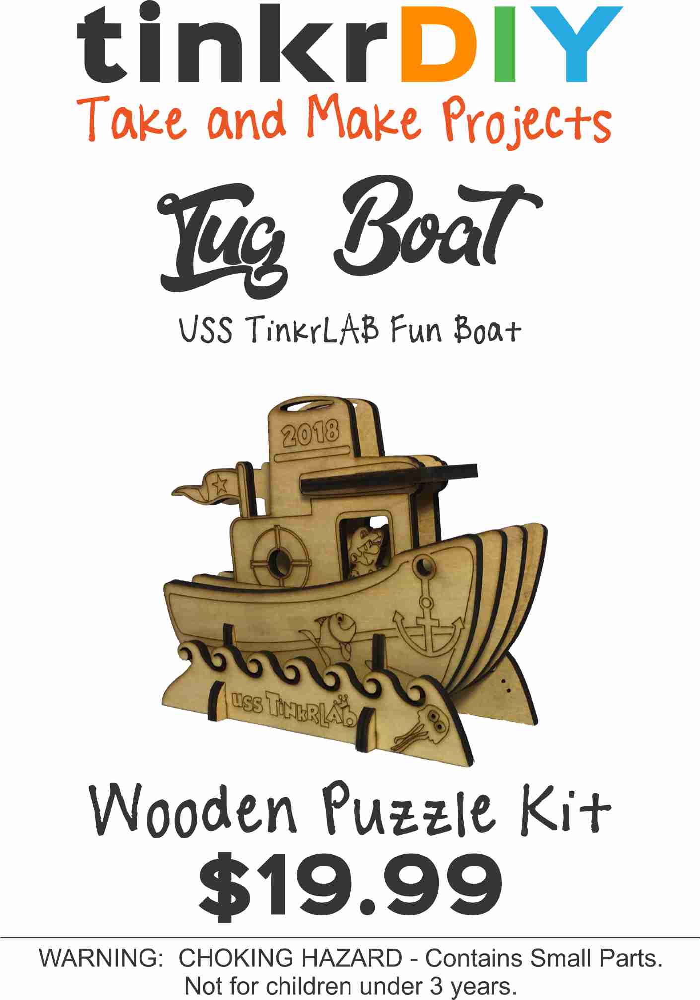 tinkrDIY: Tug Boat Wood Puzzle - tinkrLAB
