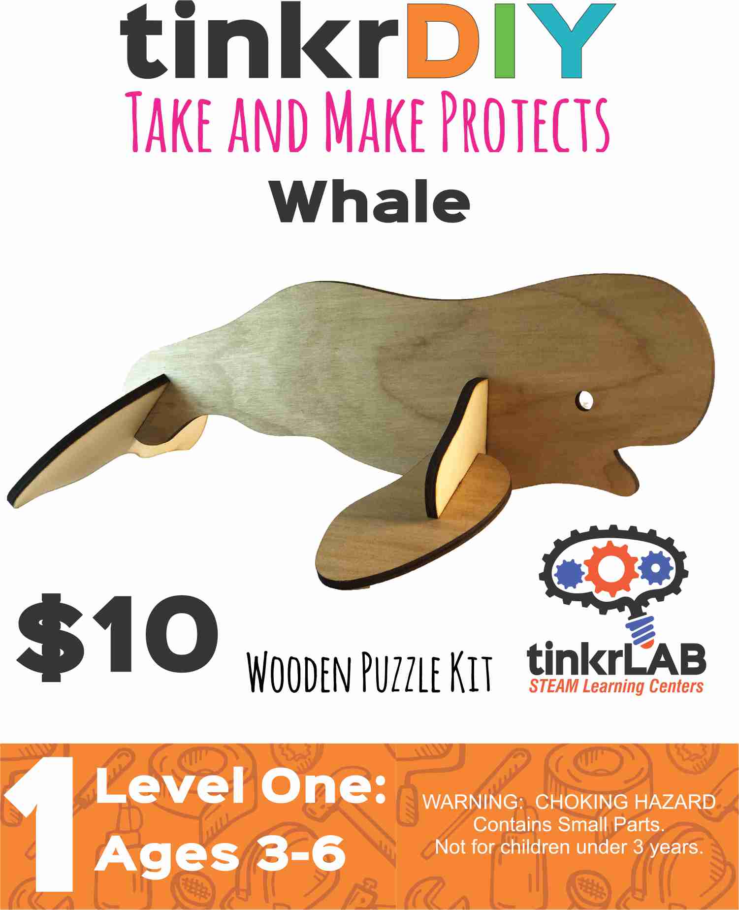 tinkrDIY: Whale Wooden Puzzle - tinkrLAB